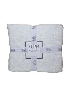 PiuBelle King Coverlet 104"x94" White 100% Cotton Textured Made In Portugal